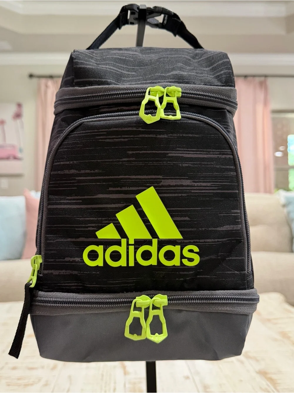 adidas Black & Neon Green Lunch Bag Lunch Box School